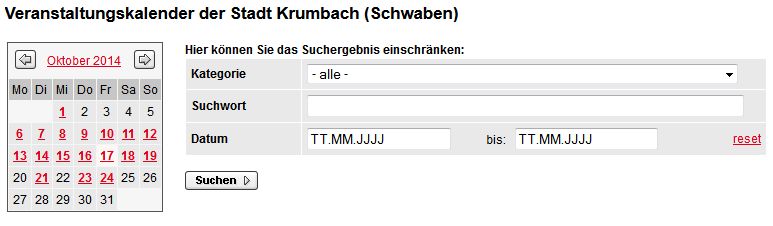 Veranstaltungskalender der Stadt Krumbach